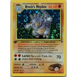 Brock's Rhydon Gym Heroes 1st Edition "Reprinted"